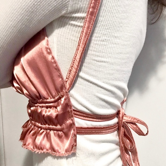 Handmade Rose Gold Satin Ruched Top - Picture 5 of 6